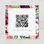 Elegant Watercolor Floral Vielen Dank Quadratische Visitenkarte (Rückseite)