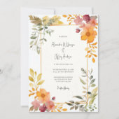 Elegant Watercolor Floral Wedding Invitation Einladung (Vorderseite)