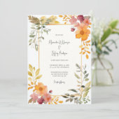 Elegant Watercolor Floral Wedding Invitation Einladung (Stehend Vorderseite)