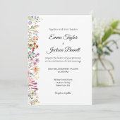 Elegant Watercolor Floral Wedding Invitation Einladung (Stehend Vorderseite)