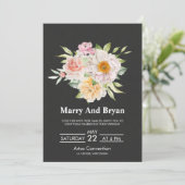 Elegant Watercolor Floral Wedding Invitation Einladung (Stehend Vorderseite)