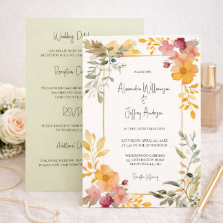 Elegant Watercolor Floral Wedding Invitation Einladung