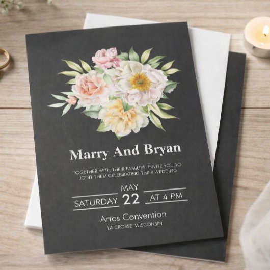 Elegant Watercolor Floral Wedding Invitation Einladung