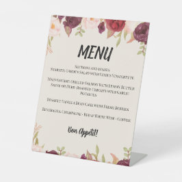 Elegant Watercolor Floral Wedding Menu Sockelschild