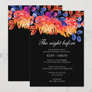 Elegant Watercolor Floral Wedding Rehearsal Dinner Einladung