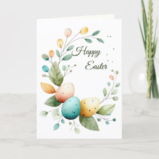Elegant Watercolor Floral Wreath Easter Dankeskarte
