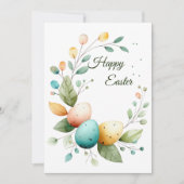 Elegant Watercolor Floral Wreath Easter Einladung (Vorderseite)