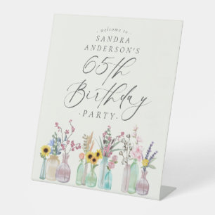Elegant Watercolor Florals 65. Geburtstagsparty Sockelschild