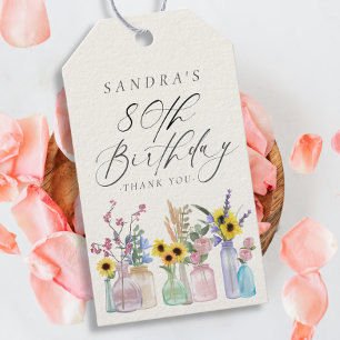 Elegant Watercolor Florals 80. Geburtstag Vielen D Geschenkanhänger