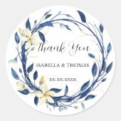 Elegant watercolor Flower blue Lily Floral Botanic Runder Aufkleber (Vorderseite)