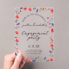 Elegant Watercolor Flower Engagement Celebration Acryleinladungen