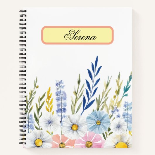 Elegant Watercolor Flower Notebook Notizblock (Vorderseite)