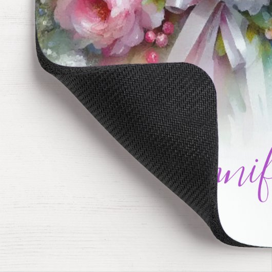 Elegant Watercolor Flowers Script Name Vertical Mousepad (Ecke)
