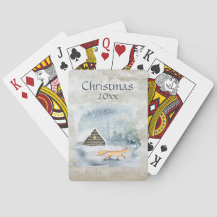Elegant Watercolor Frohe Weihnachtszeitschrift Spielkarten