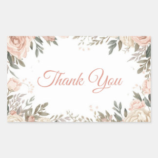 Elegant Watercolor Garden Roses Blush Pink Florals Rechteckiger Aufkleber