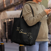 Elegant Watercolor Gemini Zodiac Black Tasche