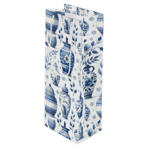 Elegant Watercolor Ginger Jars Pattern Geschenktüte Für Weinflaschen