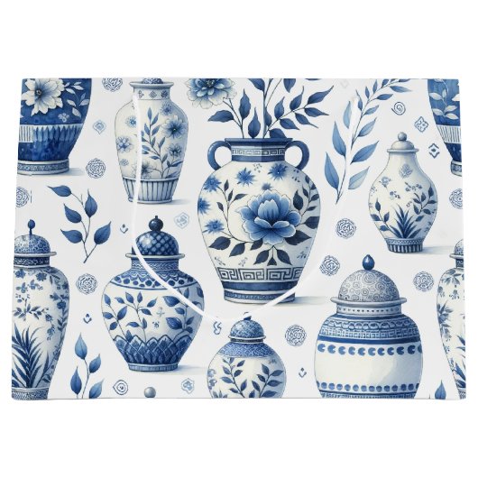 Elegant Watercolor Ginger Jars Pattern Große Geschenktüte (Vorderseite)