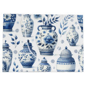 Elegant Watercolor Ginger Jars Pattern Große Geschenktüte (Rückseite)