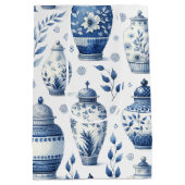 Elegant Watercolor Ginger Jars Pattern Mittlere Geschenktüte (Rückseite)