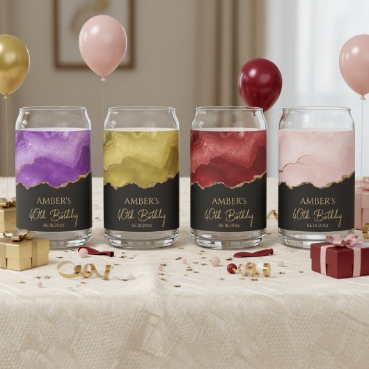 Elegant Watercolor Gold Marble Personalized Dosenglas