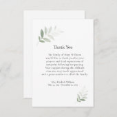 Elegant Watercolor Greenerity Beerdigung Danke Kar (Vorne/Hinten)