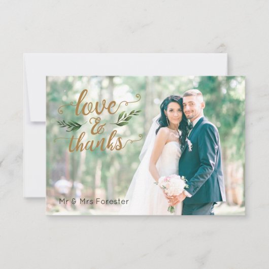 Elegant Watercolor Greenerity Danke Karte (Vorderseite)