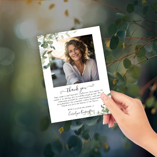 Elegant Watercolor Greenerity Funeral Vielen Dank Dankeskarte