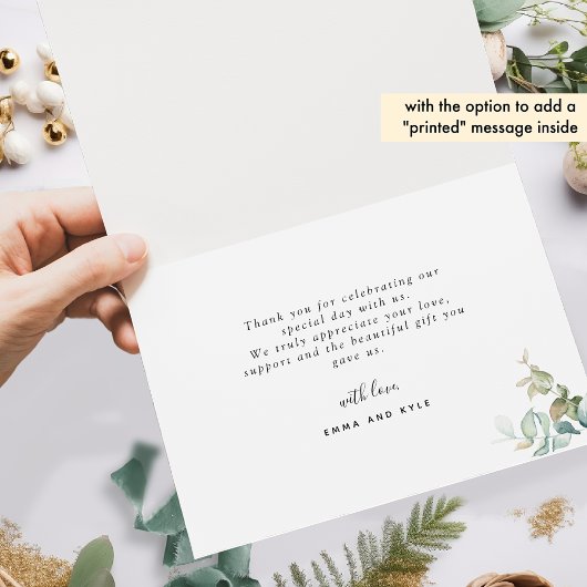 Elegant Watercolor Greenerity Wedding Dankeskarte