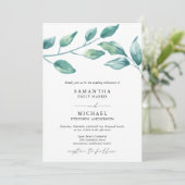 Elegant Watercolor Greenerity Wedding Einladung (Stehend Vorderseite)