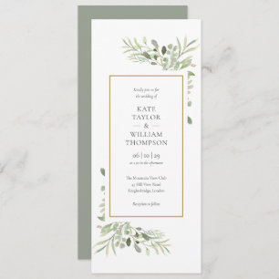 Elegant Watercolor Greenerity Wedding Einladung