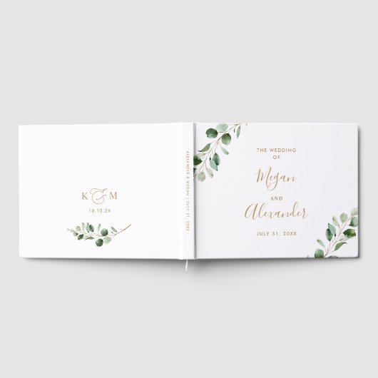 Elegant Watercolor Greenerity Wedding Guest Book Gästebuch (Voll)