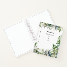 Elegant Watercolor Greenerity Wedding Guest Book Notizblock