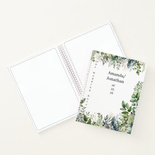 Elegant Watercolor Greenerity Wedding Guest Book Notizblock (Innenseite)