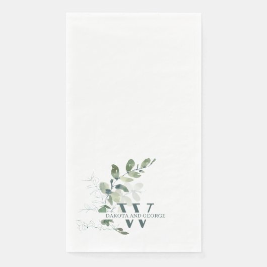 Elegant Watercolor Greenerity Wedding Monogram Serviette (Vorderseite)