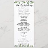 Elegant Watercolor Greenerity Wedding Programm (Rückseite)