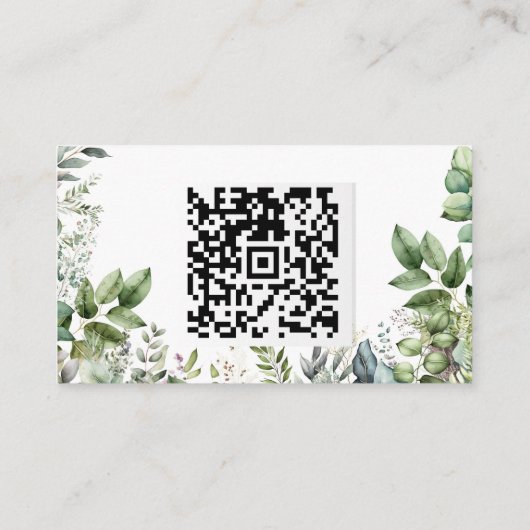 Elegant Watercolor Greenerity Wedding QR Registry Begleitkarte (Rückseite)