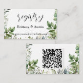 Elegant Watercolor Greenerity Wedding QR Registry Begleitkarte (Vorne/Hinten)