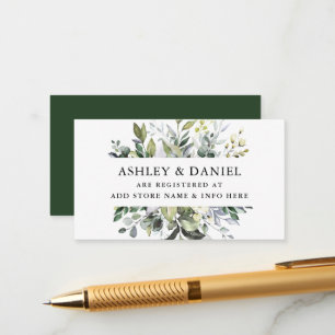 Elegant Watercolor Greenerity Wedding Registry Begleitkarte