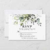 Elegant Watercolor Greenerity Wedding RSVP Karte (Vorderseite)
