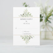Elegant Watercolor Greenerity Wedding RSVP Karte (Stehend Vorderseite)