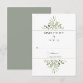 Elegant Watercolor Greenerity Wedding RSVP Karte (Vorne/Hinten)