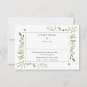 Elegant Watercolor Greenerity Wedding RSVP Karte (Vorderseite)