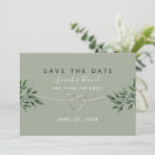 Elegant Watercolor Greenerity Wedding Save The Date (Stehend Vorderseite)
