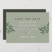 Elegant Watercolor Greenerity Wedding Save The Date (Vorne/Hinten)
