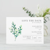 Elegant Watercolor Greenerity Wedding Save The Date (Stehend Vorderseite)