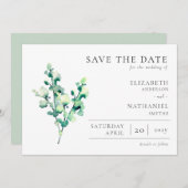 Elegant Watercolor Greenerity Wedding Save The Date (Vorne/Hinten)