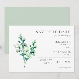 Elegant Watercolor Greenerity Wedding Save The Date