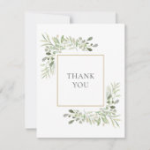 Elegant Watercolor Greenerity Wedding Vielen Dank Dankeskarte (Vorderseite)