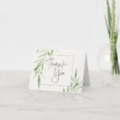 Elegant Watercolor Greenery Bridal Vielen Dank Dankeskarte (Vorderseite)